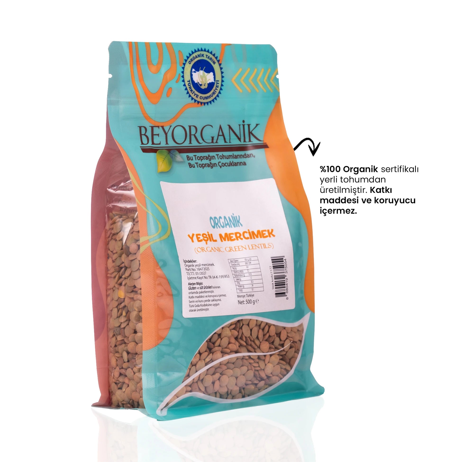 Organik Yeşil Mercimek 500 gr
