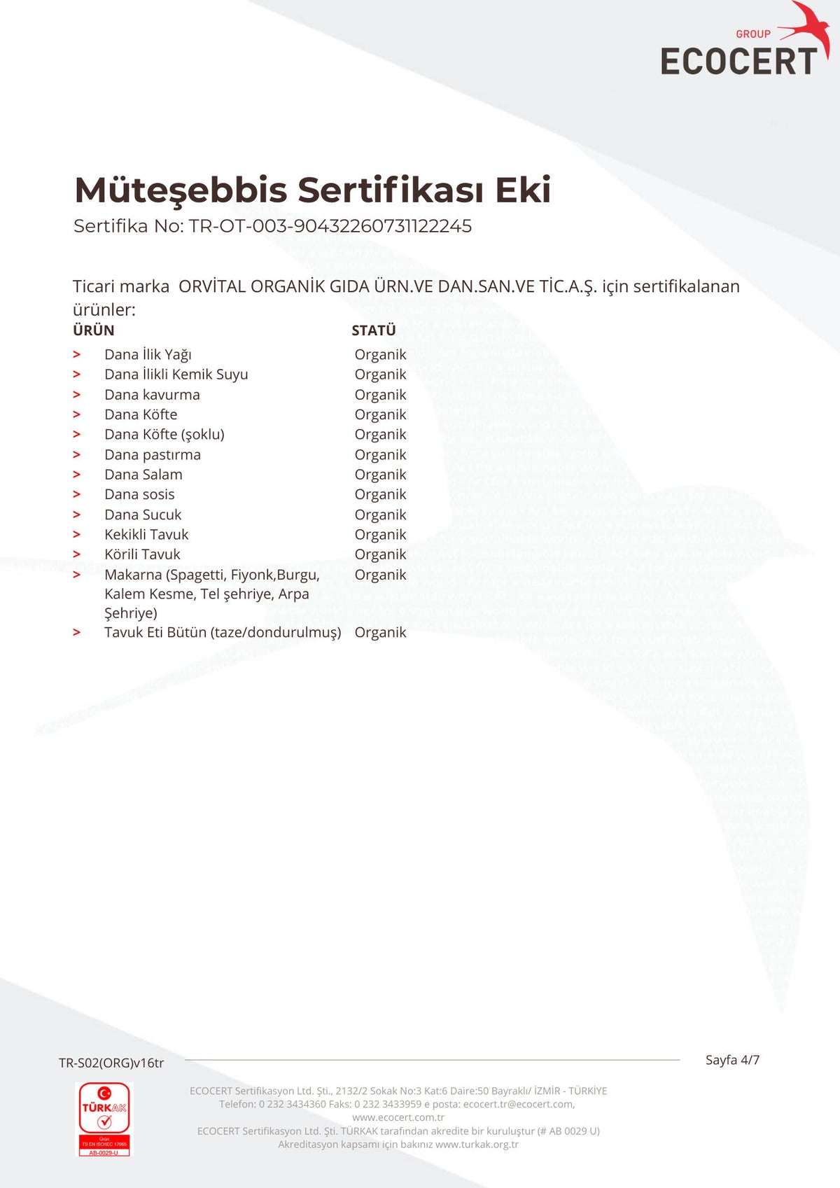 Orvital Organik Müteşebbis Sertifikası